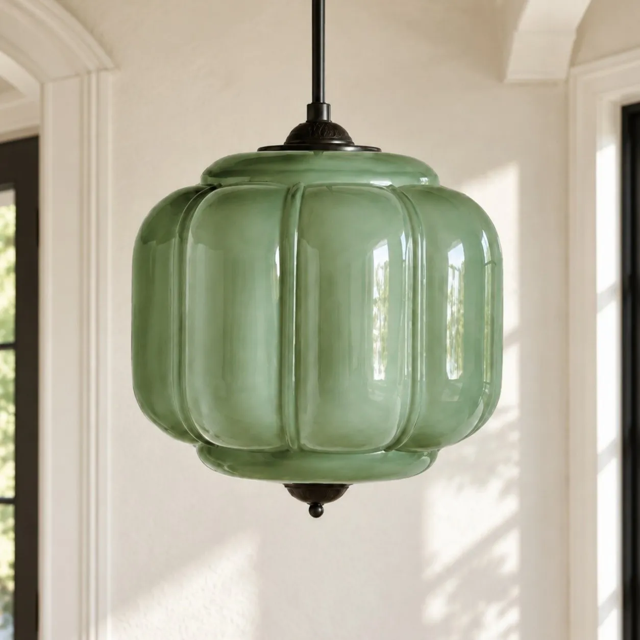 Cyrilith Vintage Milk Glass Oiled Brass Eloise Pendant light
