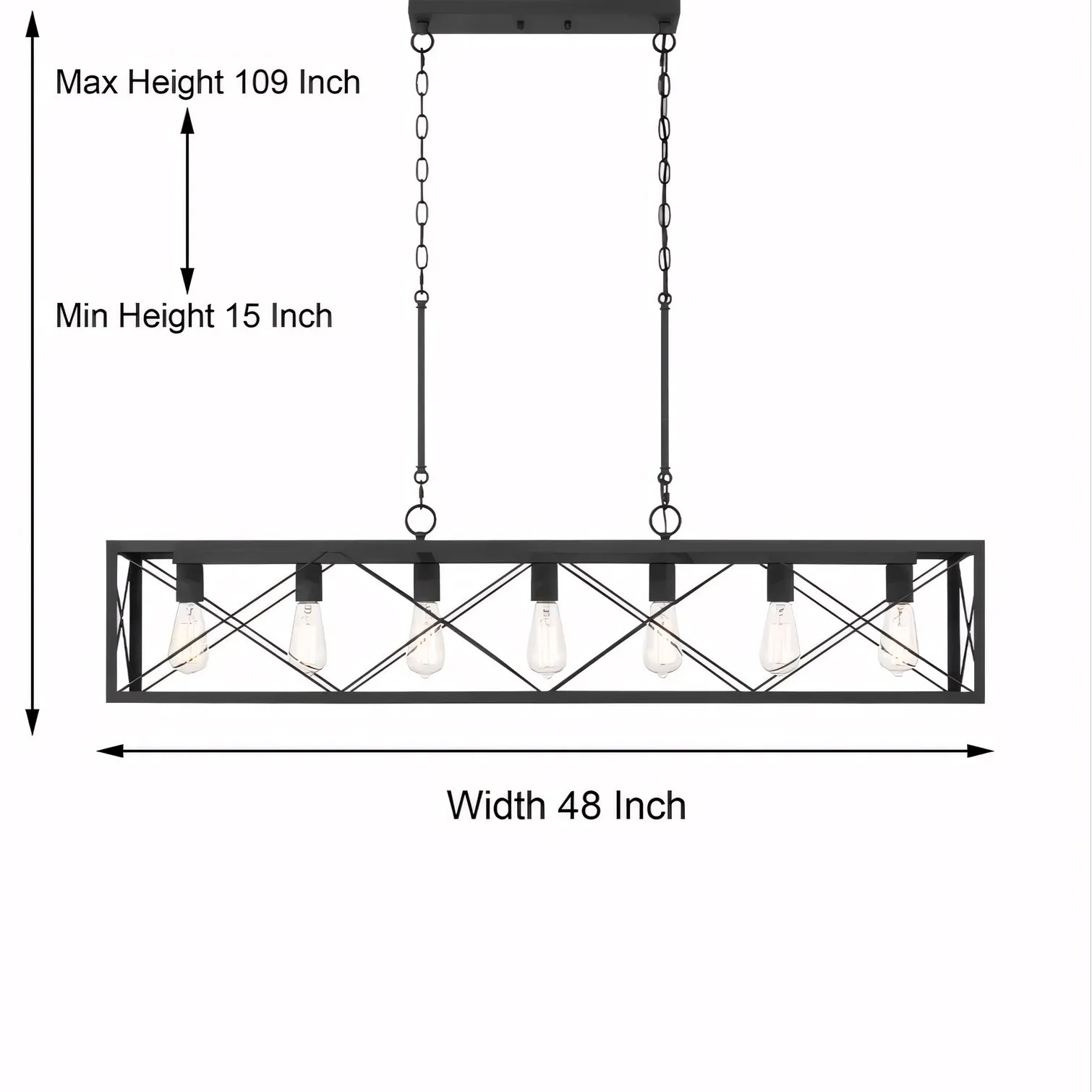 Wrylor Farmhouse 7 Light Steel Rectangle Chandelier