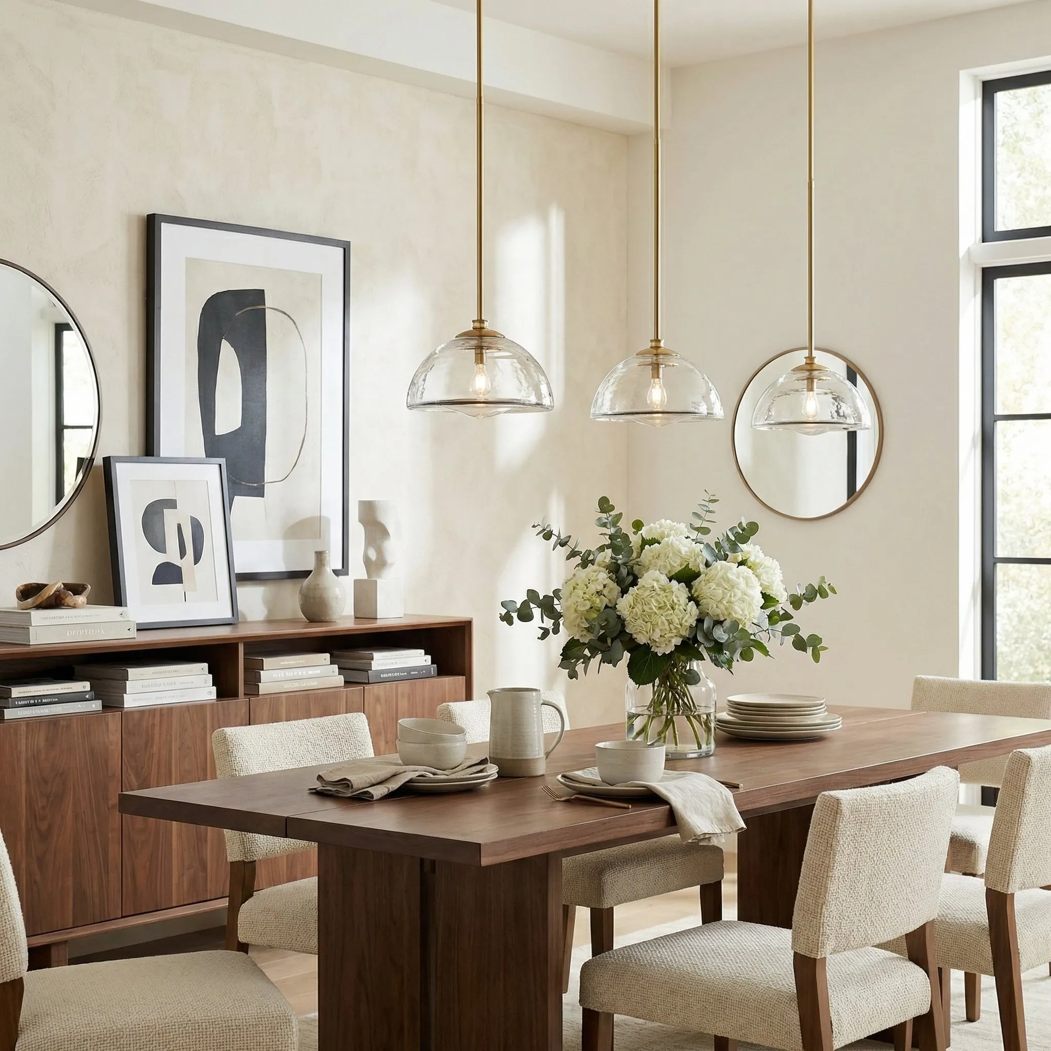 Brenna Modern Brass Cast Glass Dome Pendant Light