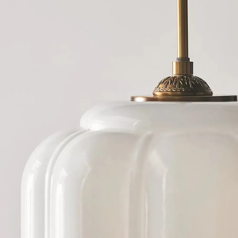 Cyrilith Vintage Milk Glass Oiled Brass Eloise Pendant light