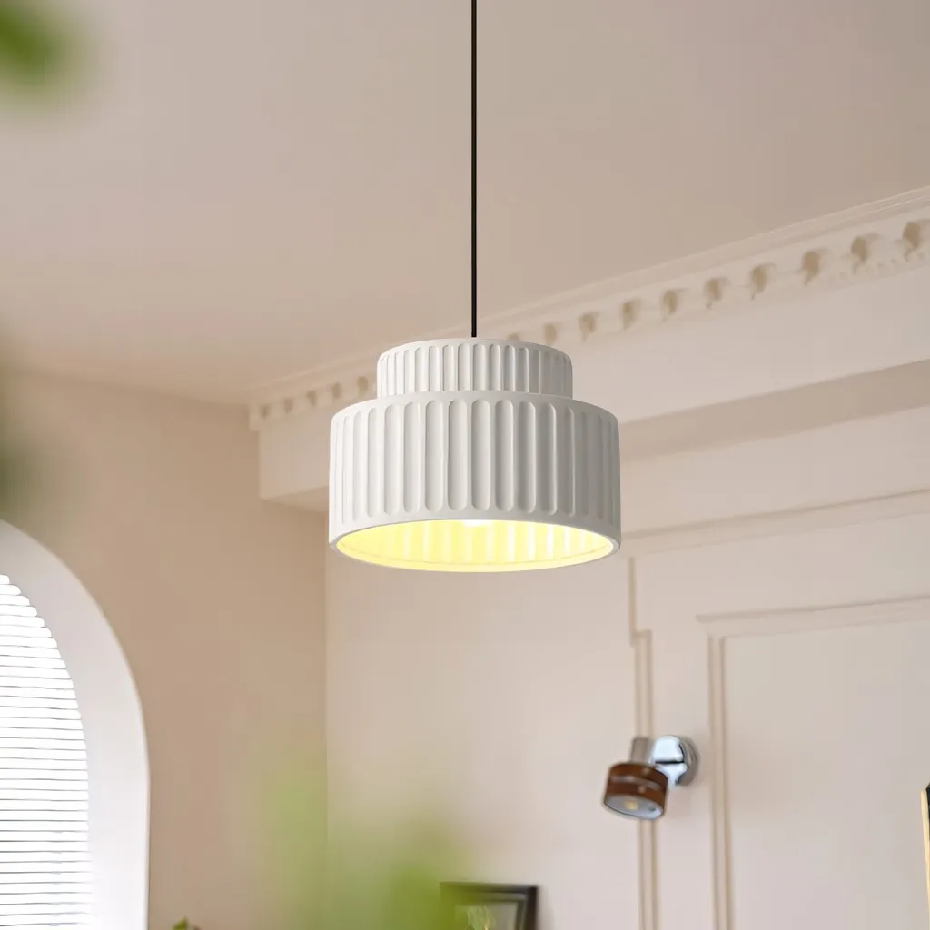 Brisby Striped Frosted Fluted Ceramic Pendant Light