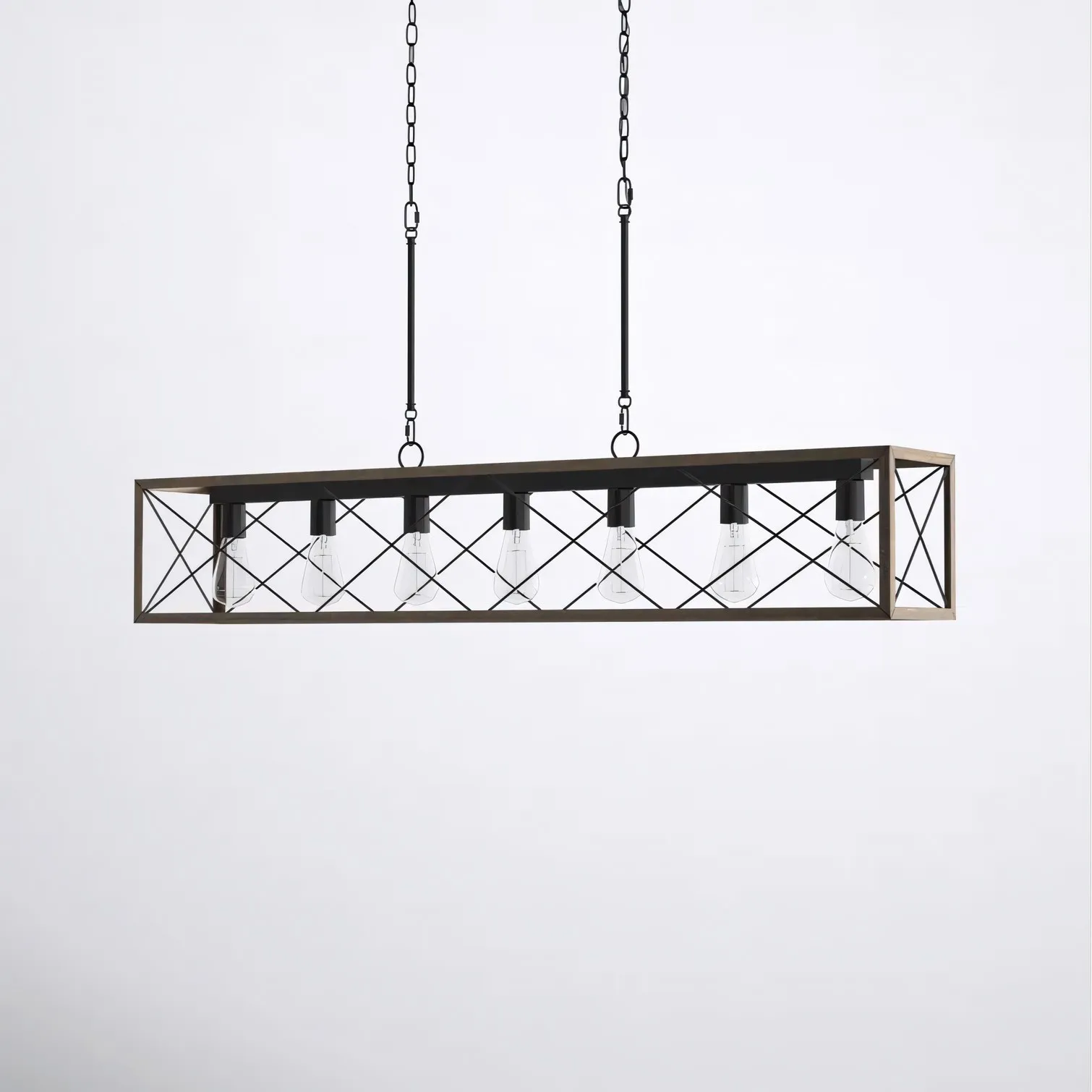 Wrylor Farmhouse 7 Light Steel Rectangle Chandelier