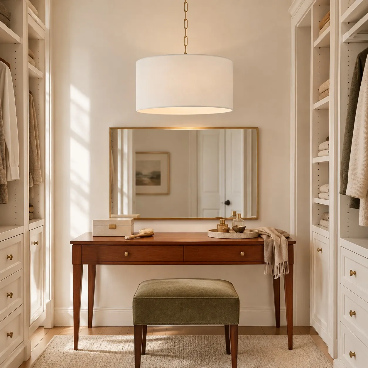 Toren Modern White Linen Drum Pendant Light