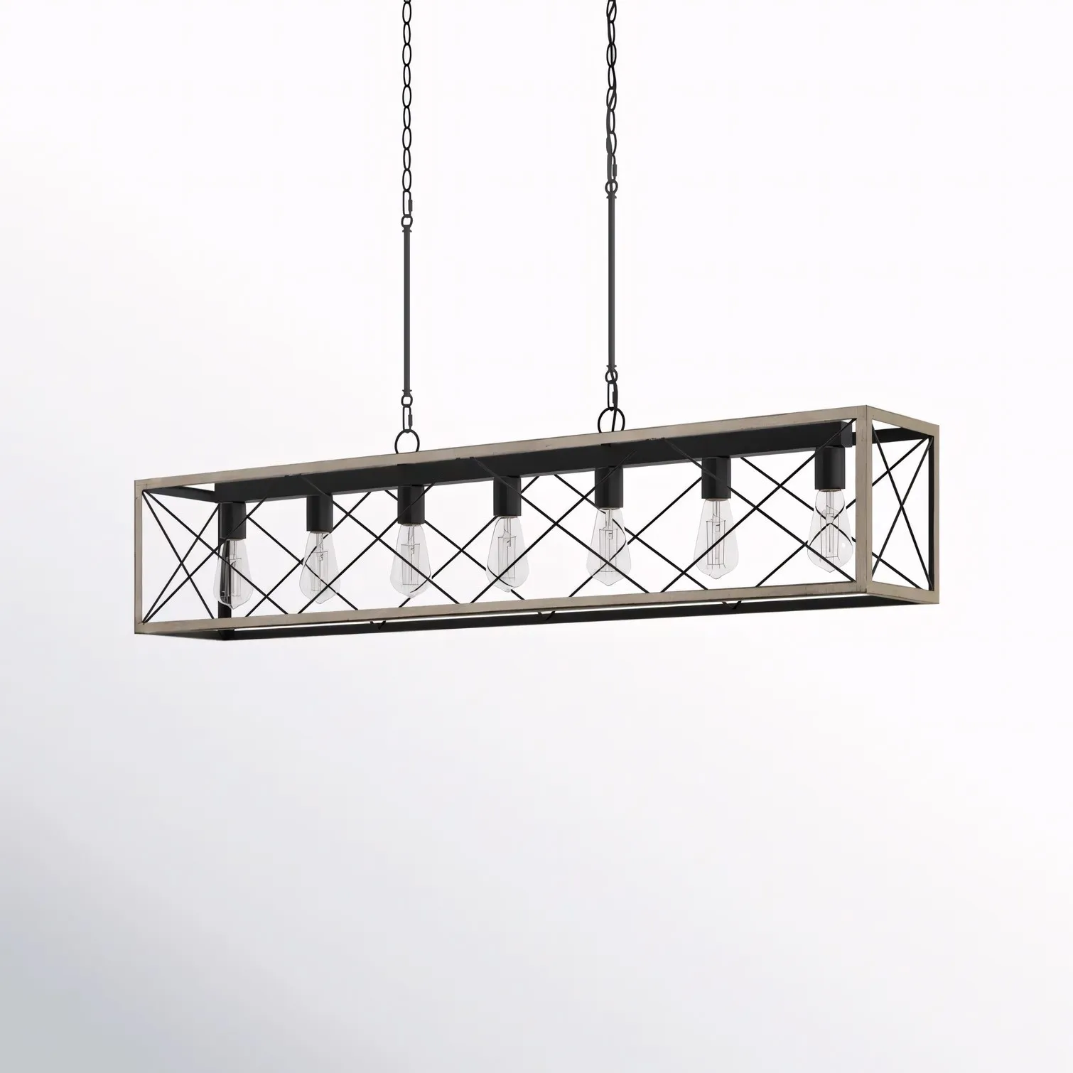 Wrylor Farmhouse 7 Light Steel Rectangle Chandelier