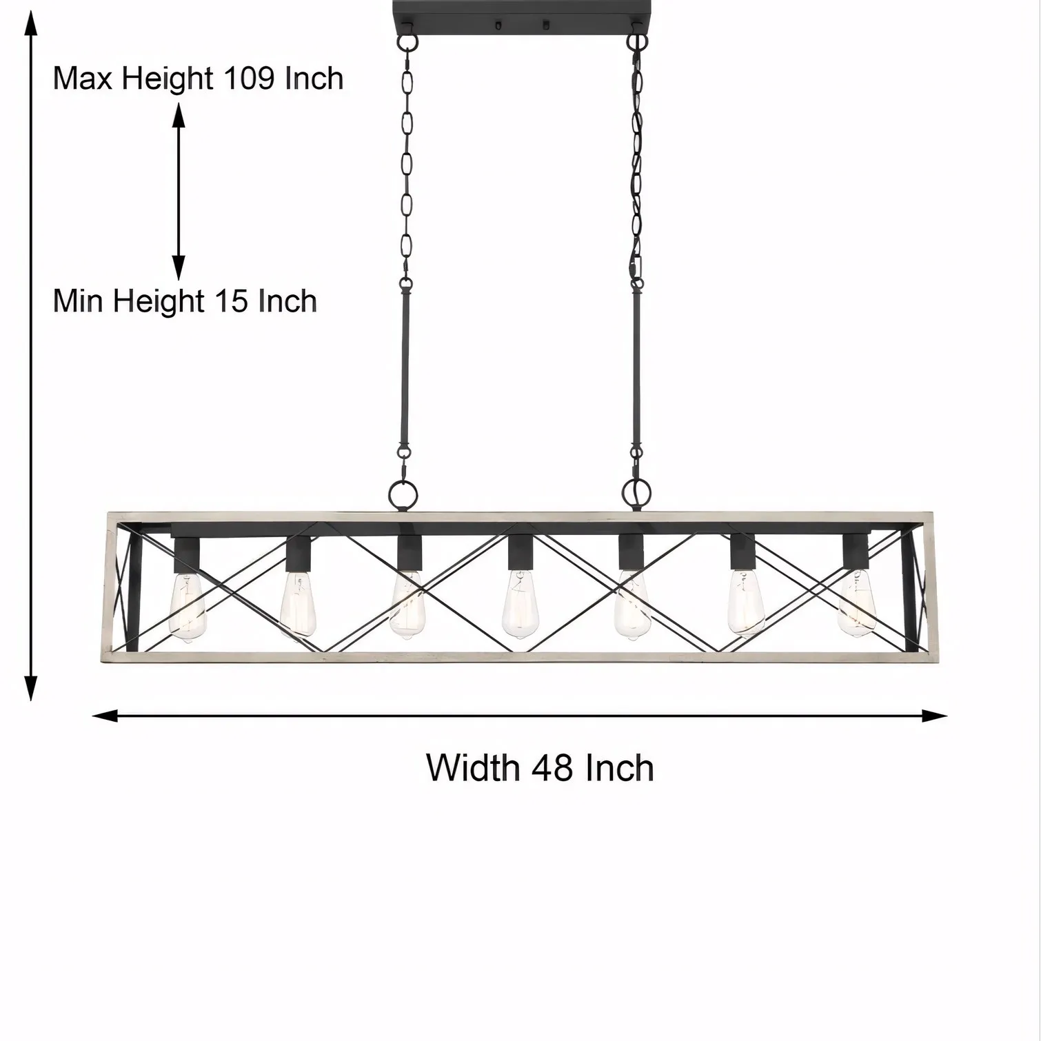 Wrylor Farmhouse 7 Light Steel Rectangle Chandelier