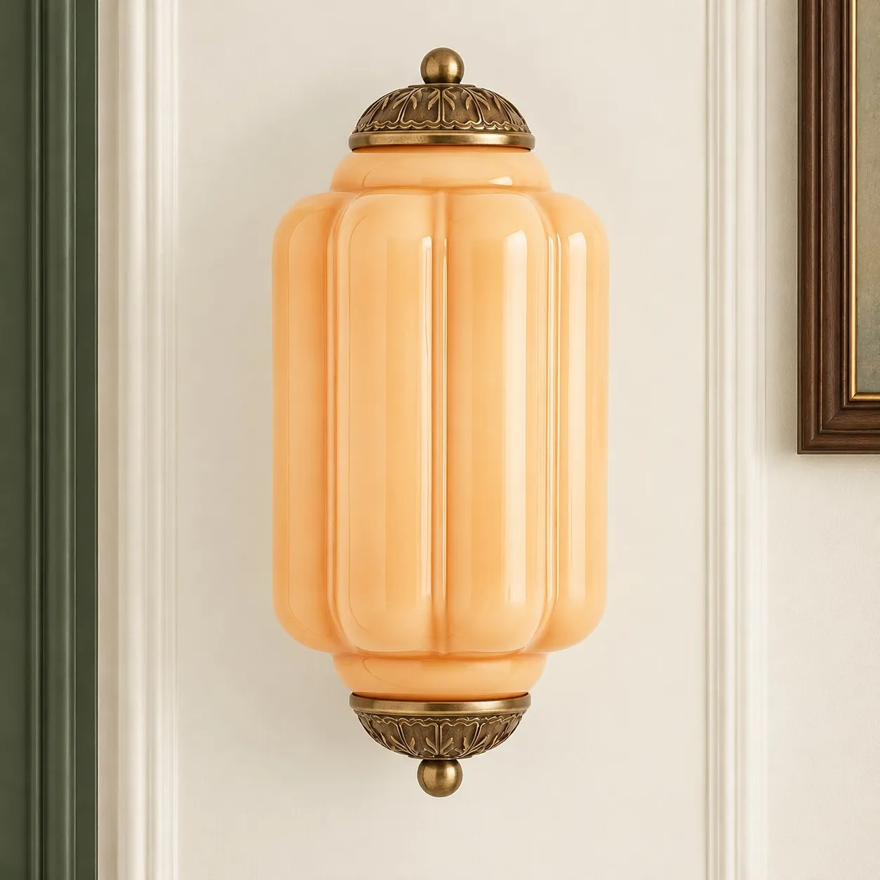 Michael Vintage Eloise Milk Glass Flush Wall Light