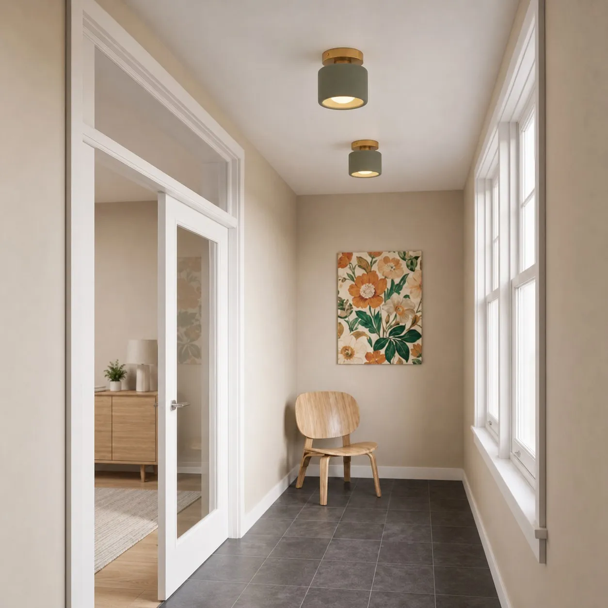 Aura Modern Porcelain Flush Mount Ceiling Light