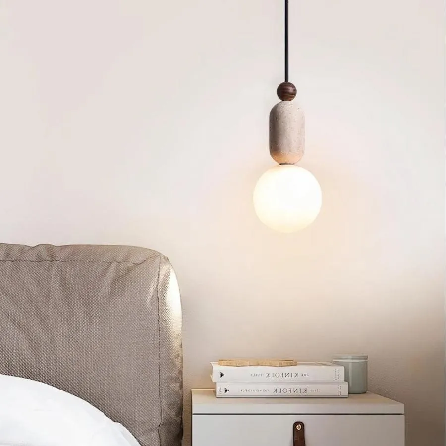 Nathanael Modern Travertine Three Ring Pendant Light