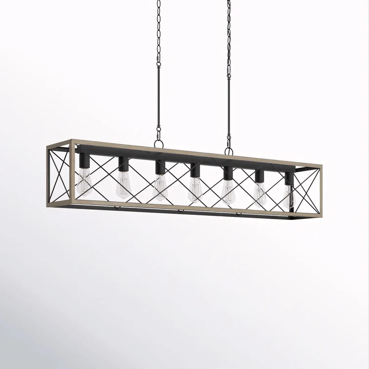 Wrylor Farmhouse 7 Light Steel Rectangle Chandelier