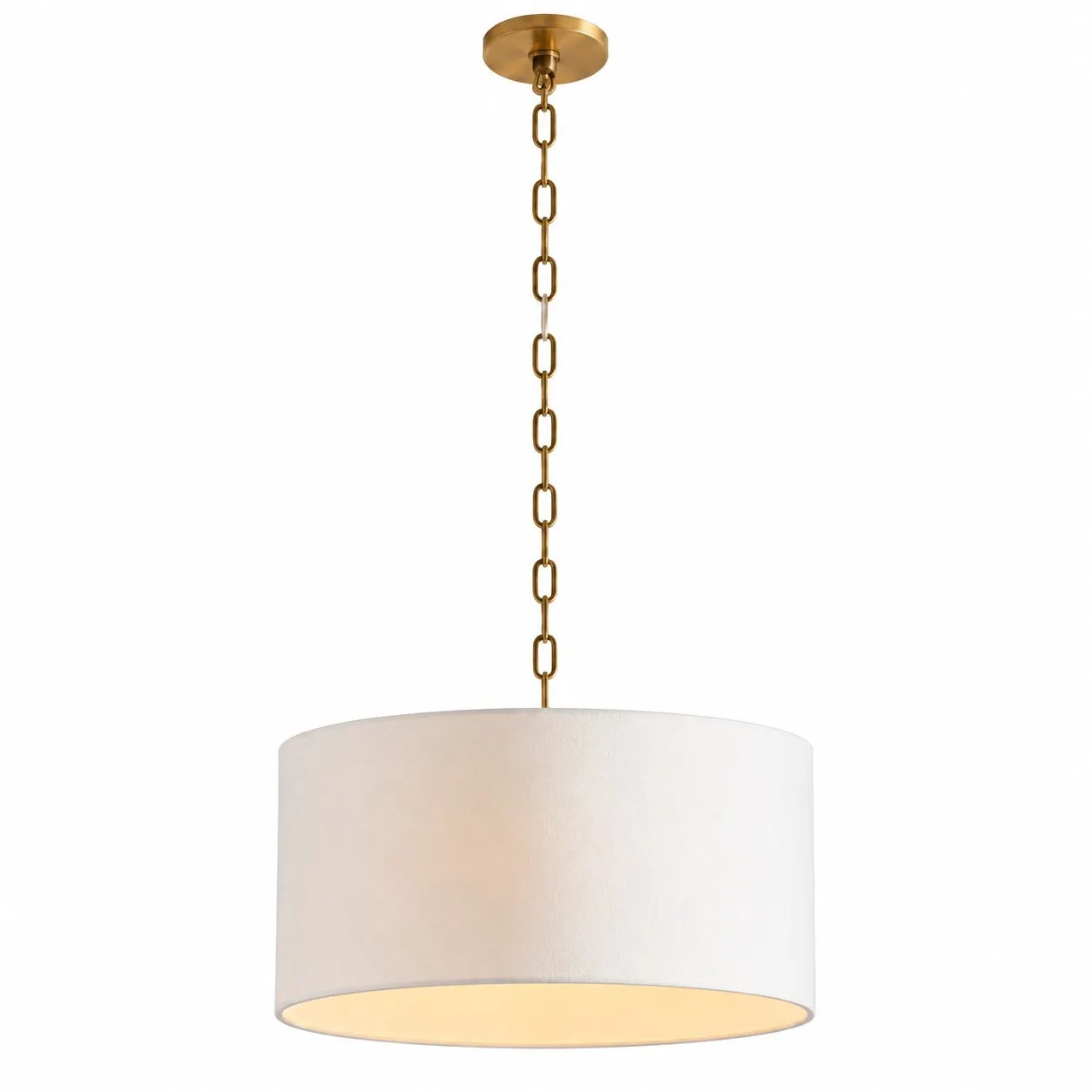 Toren Modern White Linen Drum Pendant Light