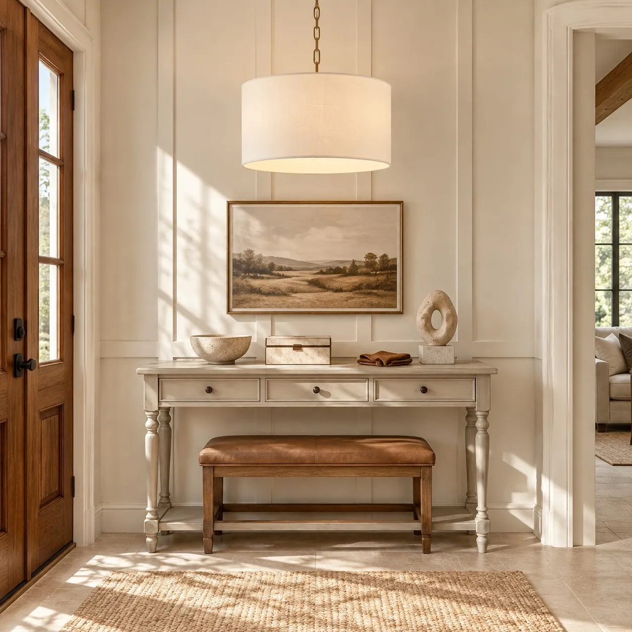 Toren Modern White Linen Drum Pendant Light