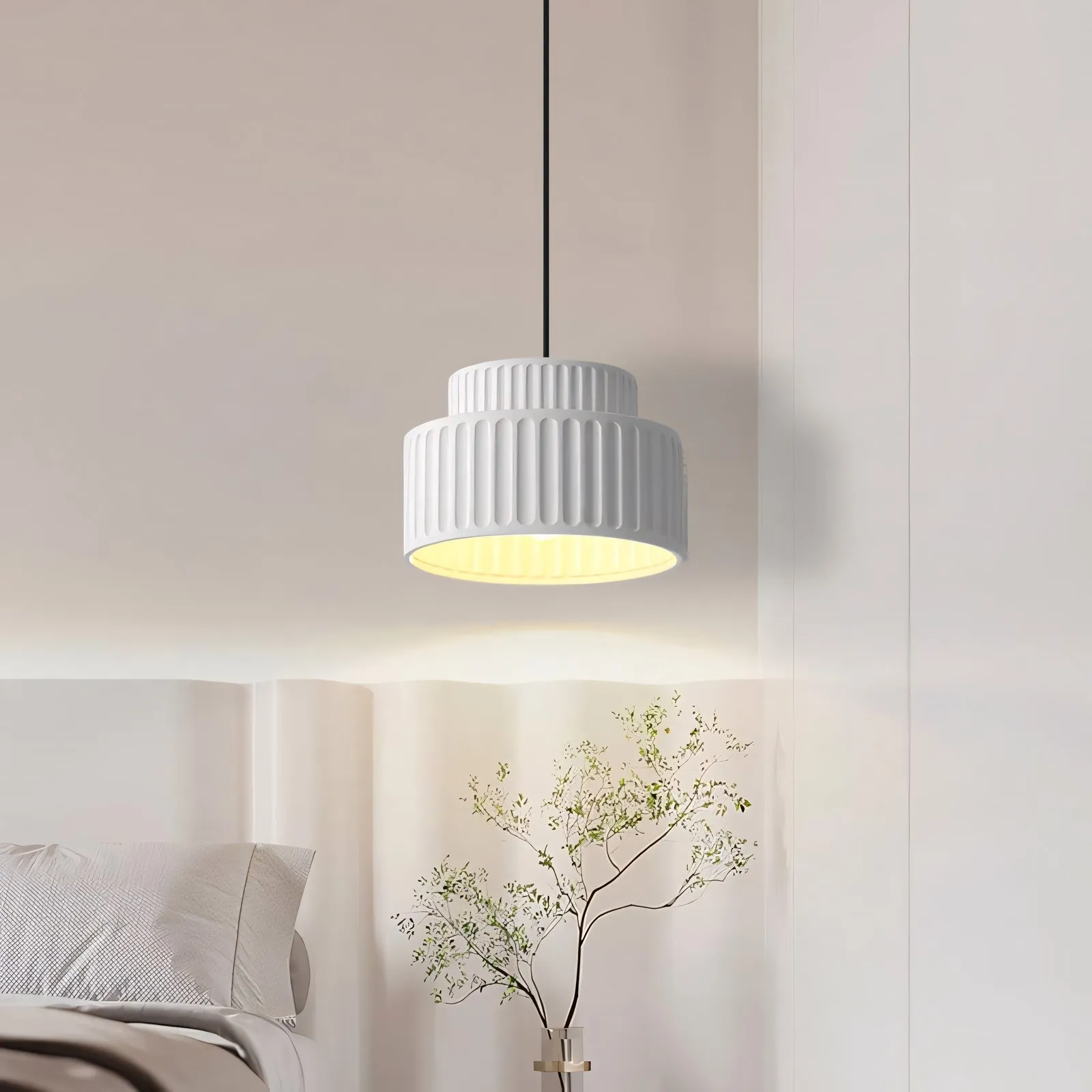 Brisby Striped Frosted Fluted Ceramic Pendant Light