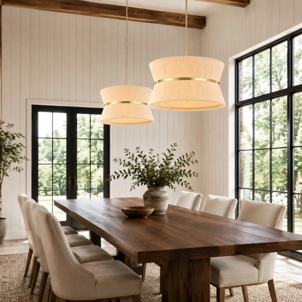 Emily Modern 4 Light Rope Shade Drum Chandelier