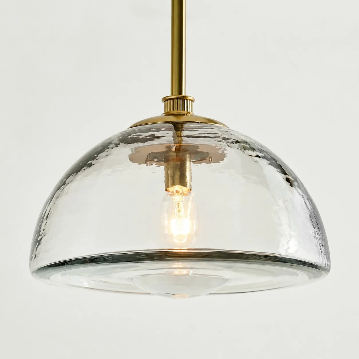 Brenna Modern Brass Cast Glass Dome Pendant Light