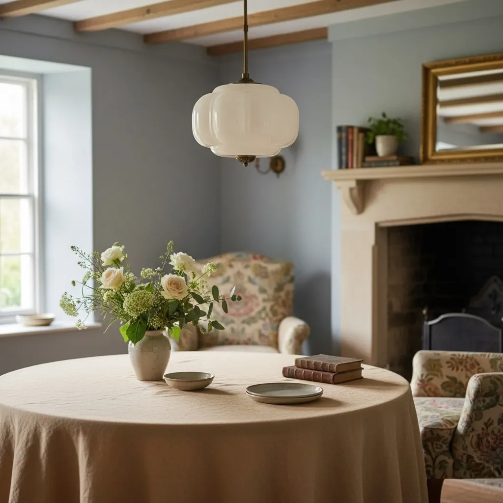 Elegant Eloise Scallop Milk Glass Semi-Flush Mount Ceiling Light - Vintage Brass Frame and Pumpkin Shape
