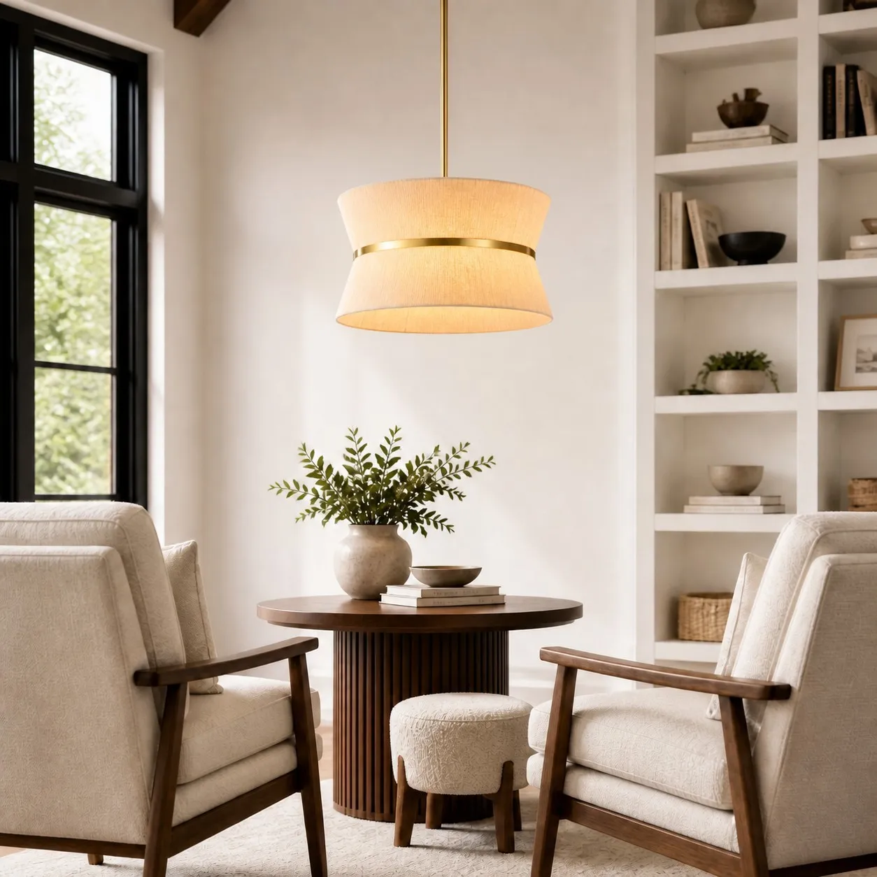Emily Modern 4 Light Rope Shade Drum Chandelier