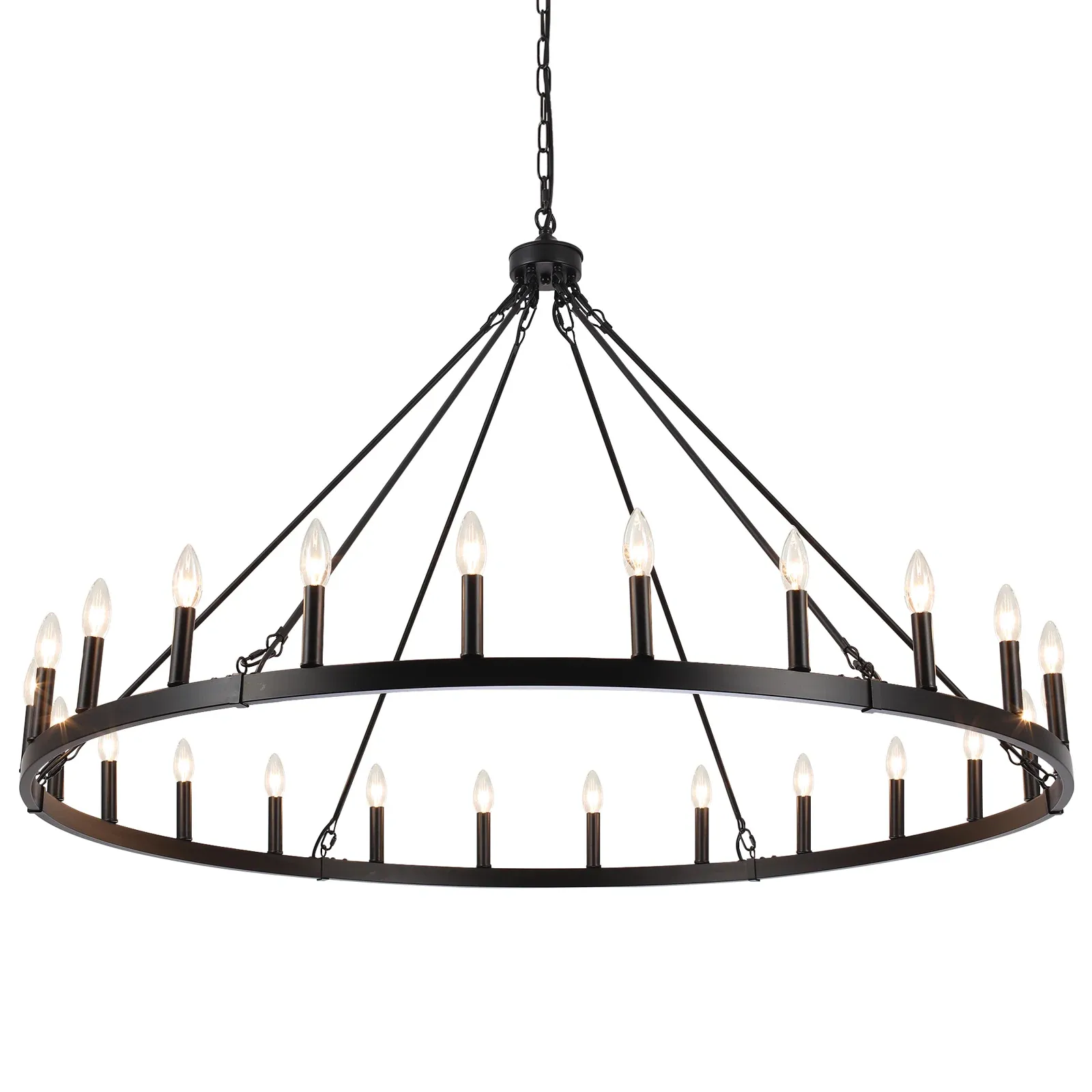 Raeth Farmhouse 24 Lights Wagon Wheel Candle Style Chandelier