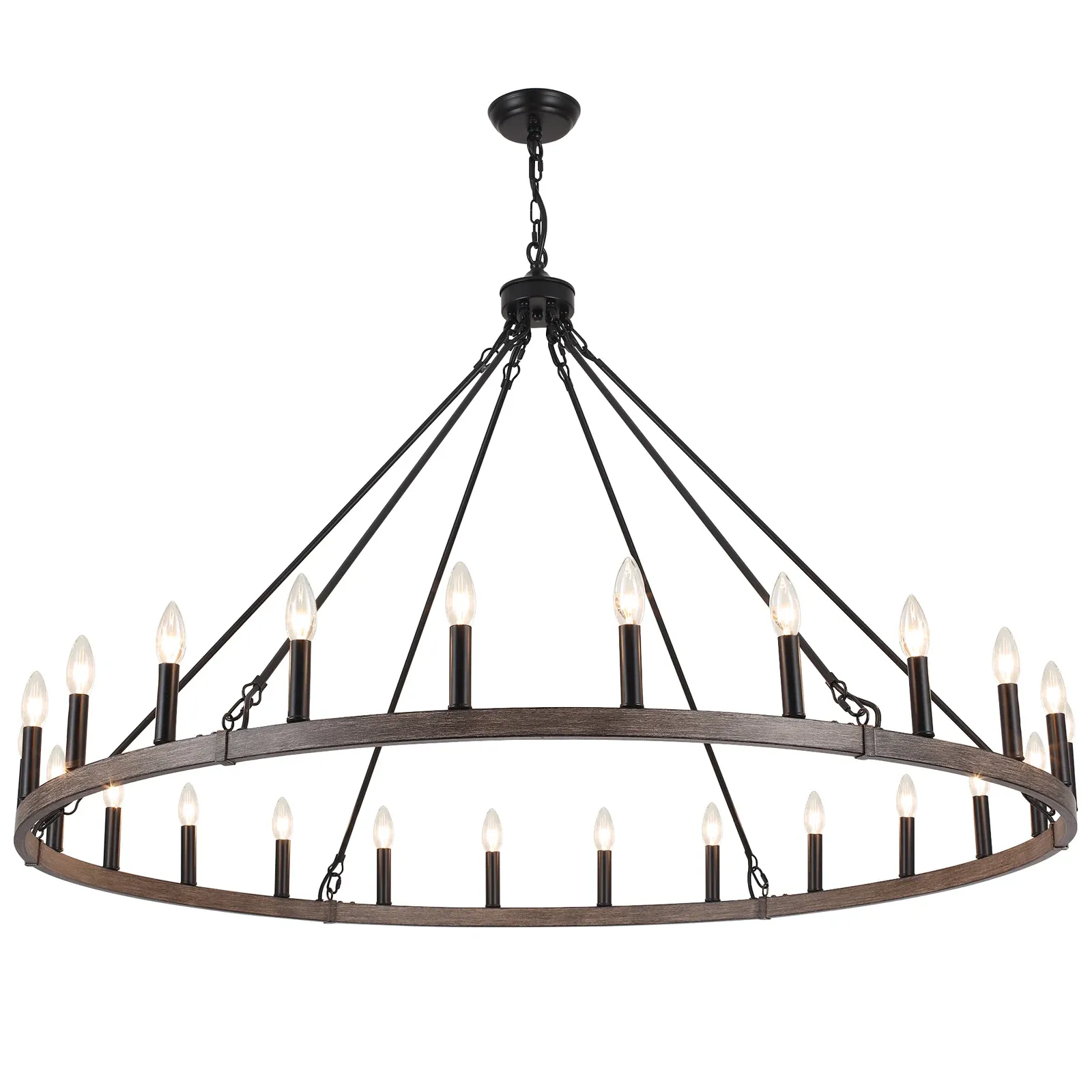 Raeth Farmhouse 24 Lights Wagon Wheel Candle Style Chandelier