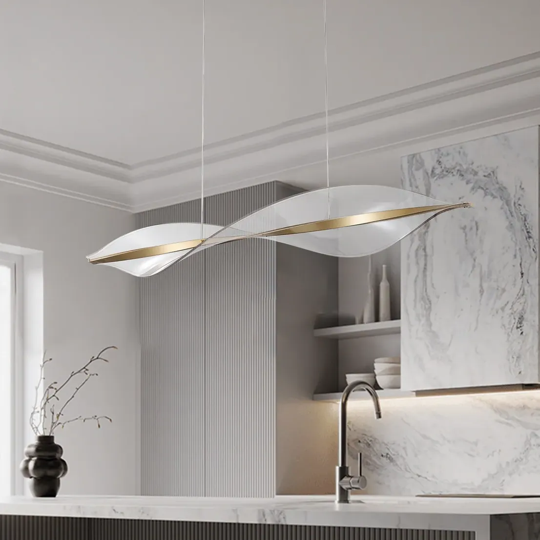 ‎Minimalist Acrylic Led Pendant Light | Modern Wave Led Hanging Lamp ...