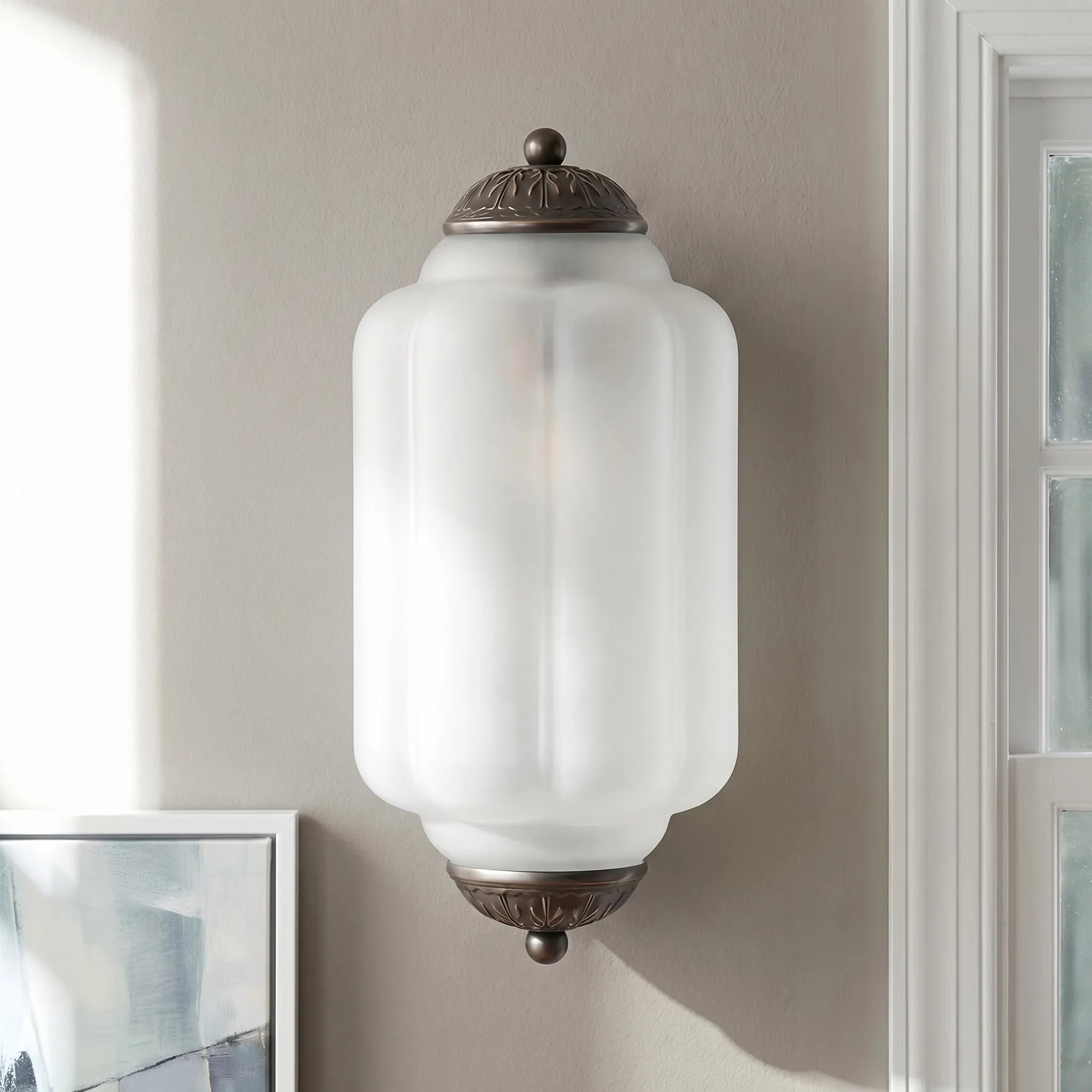Michael Vintage Eloise Milk Glass Flush Wall Light