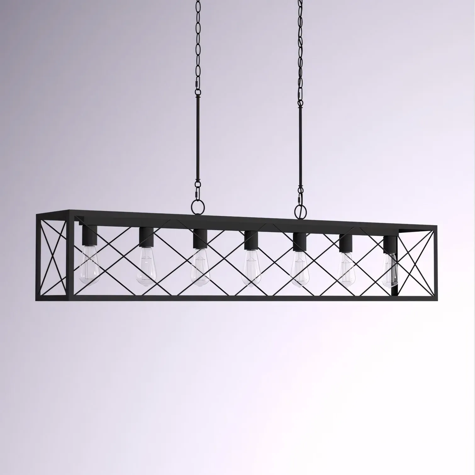 Wrylor Farmhouse 7 Light Steel Rectangle Chandelier