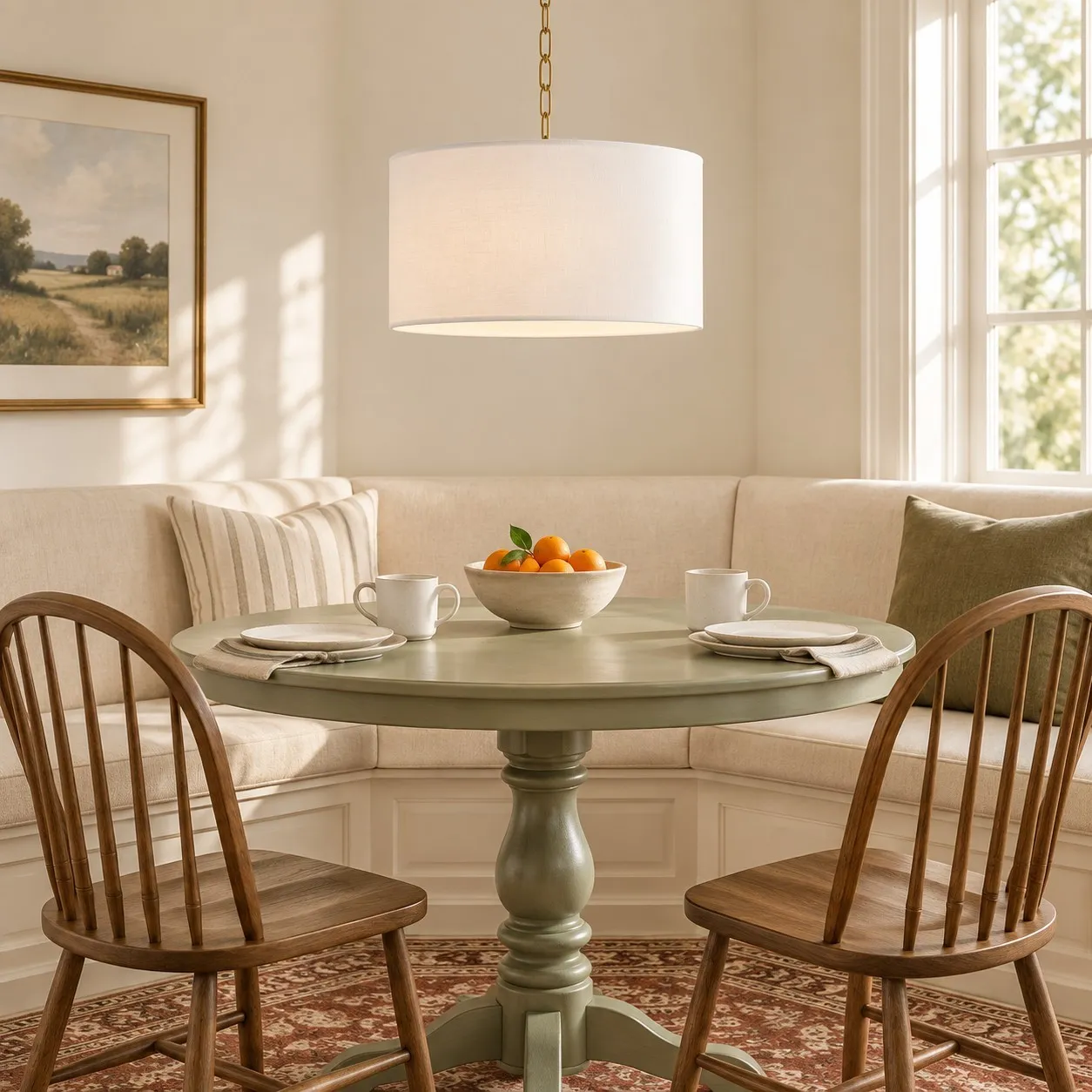 Toren Modern White Linen Drum Pendant Light