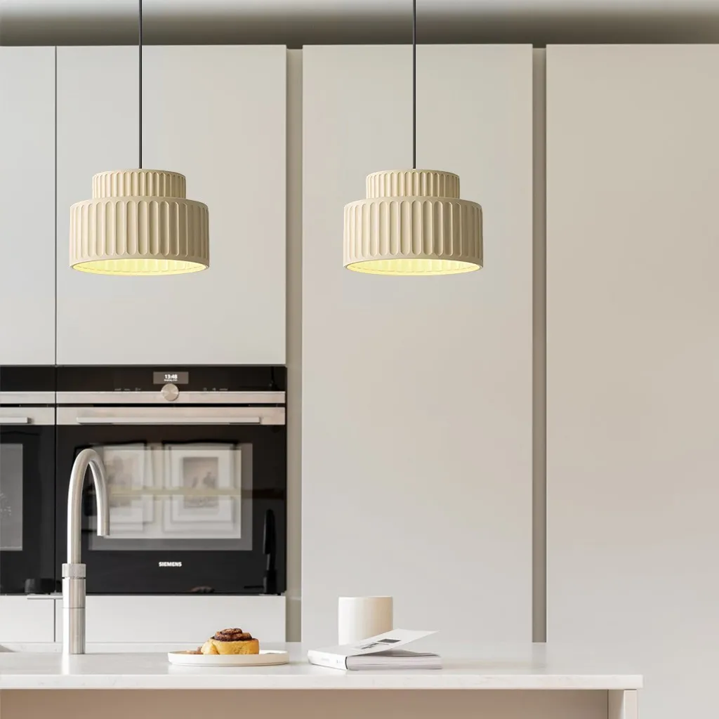 Brisby Striped Frosted Fluted Ceramic Pendant Light