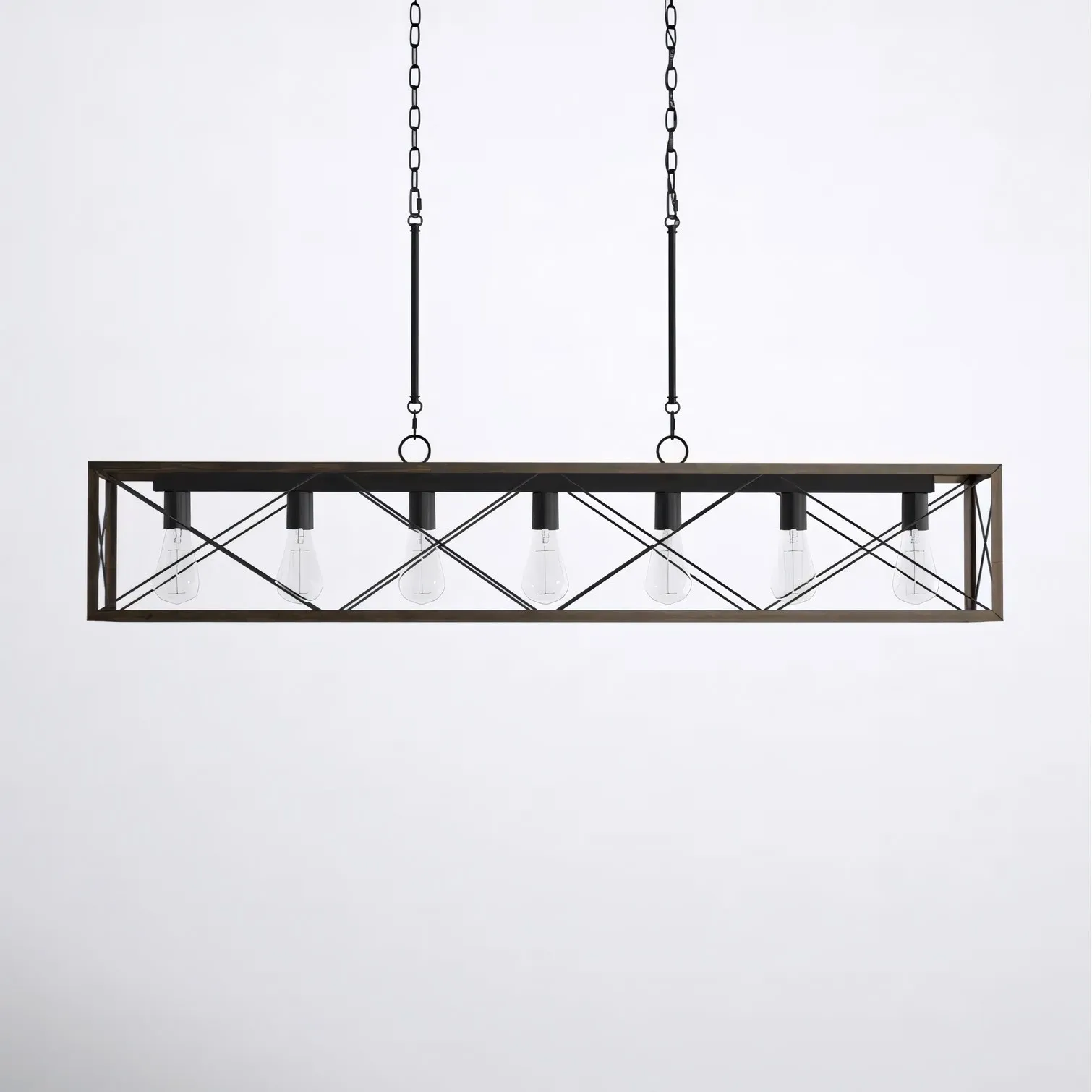 Wrylor Farmhouse 7 Light Steel Rectangle Chandelier
