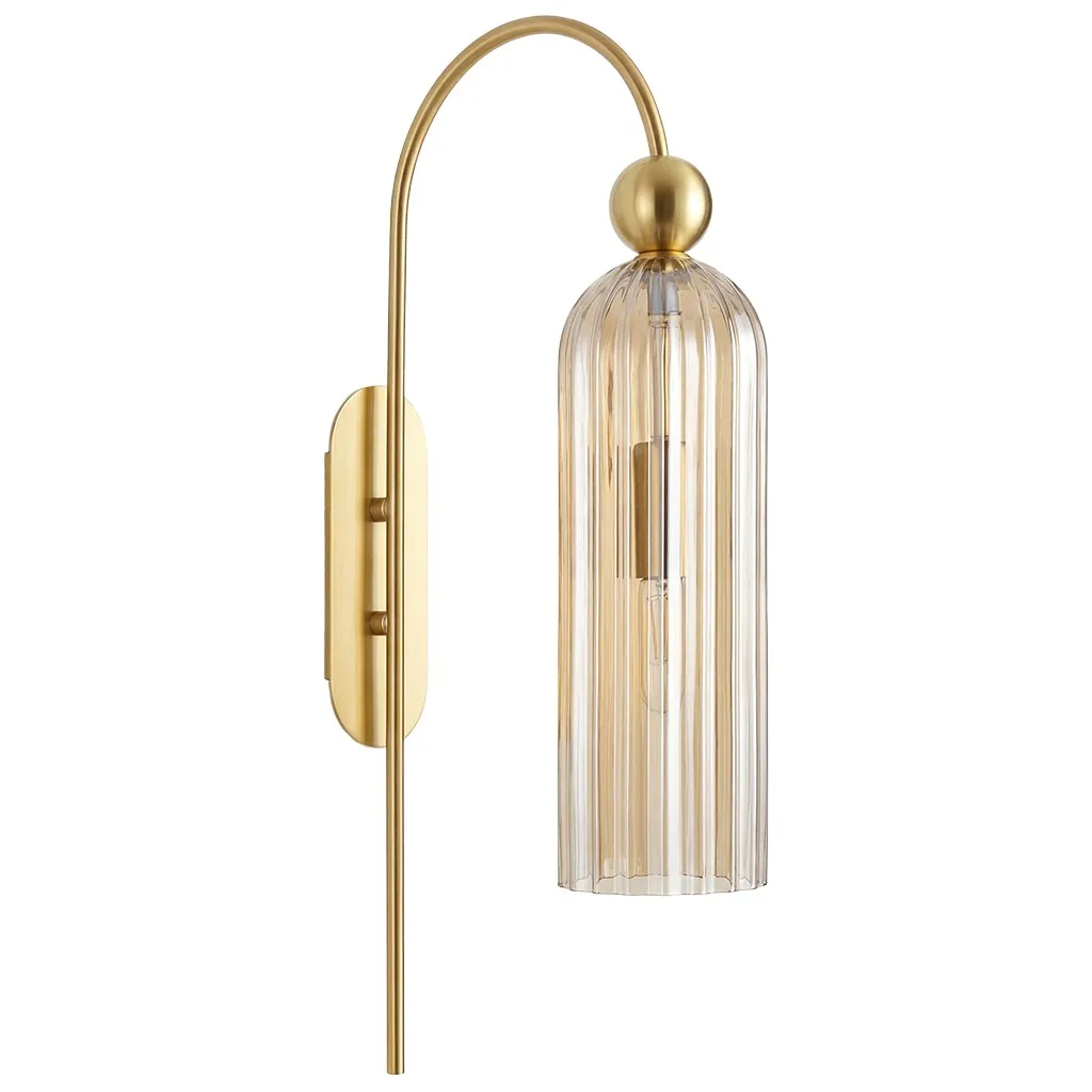 Emrys Modern Gold Fluted Glass Cylinder Sconce