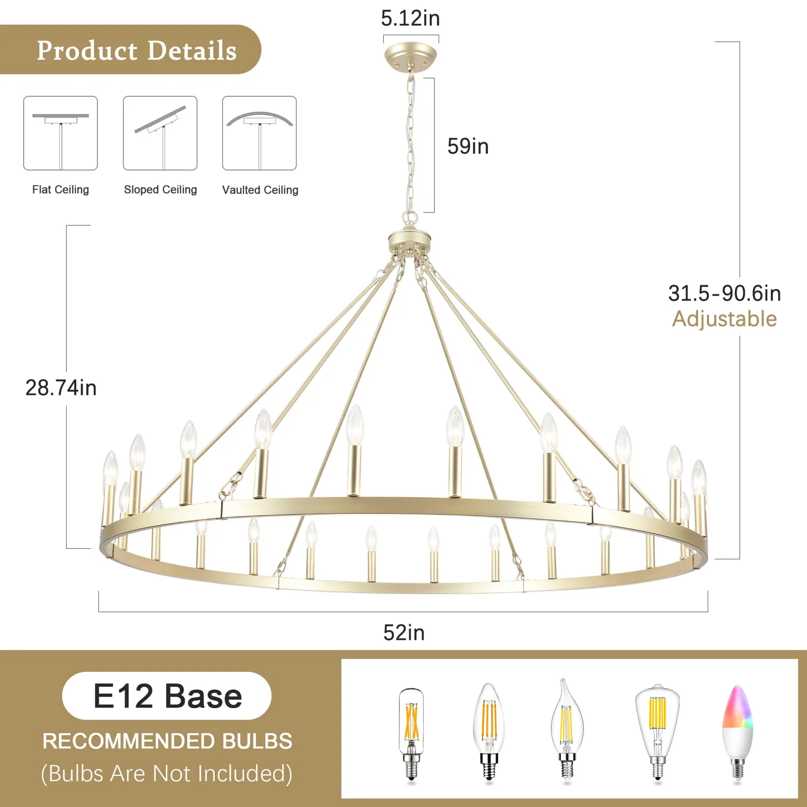 Raeth Farmhouse 24 Lights Wagon Wheel Candle Style Chandelier