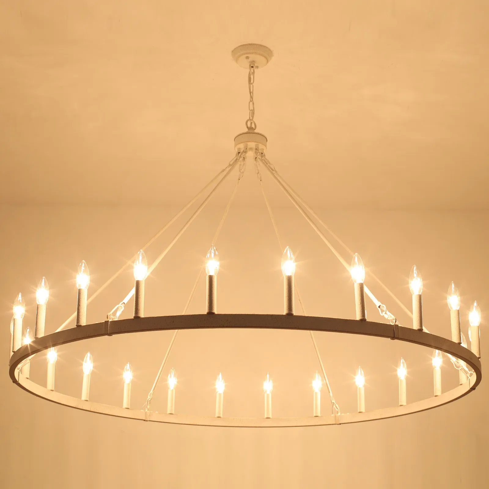 Raeth Farmhouse 24 Lights Wagon Wheel Candle Style Chandelier