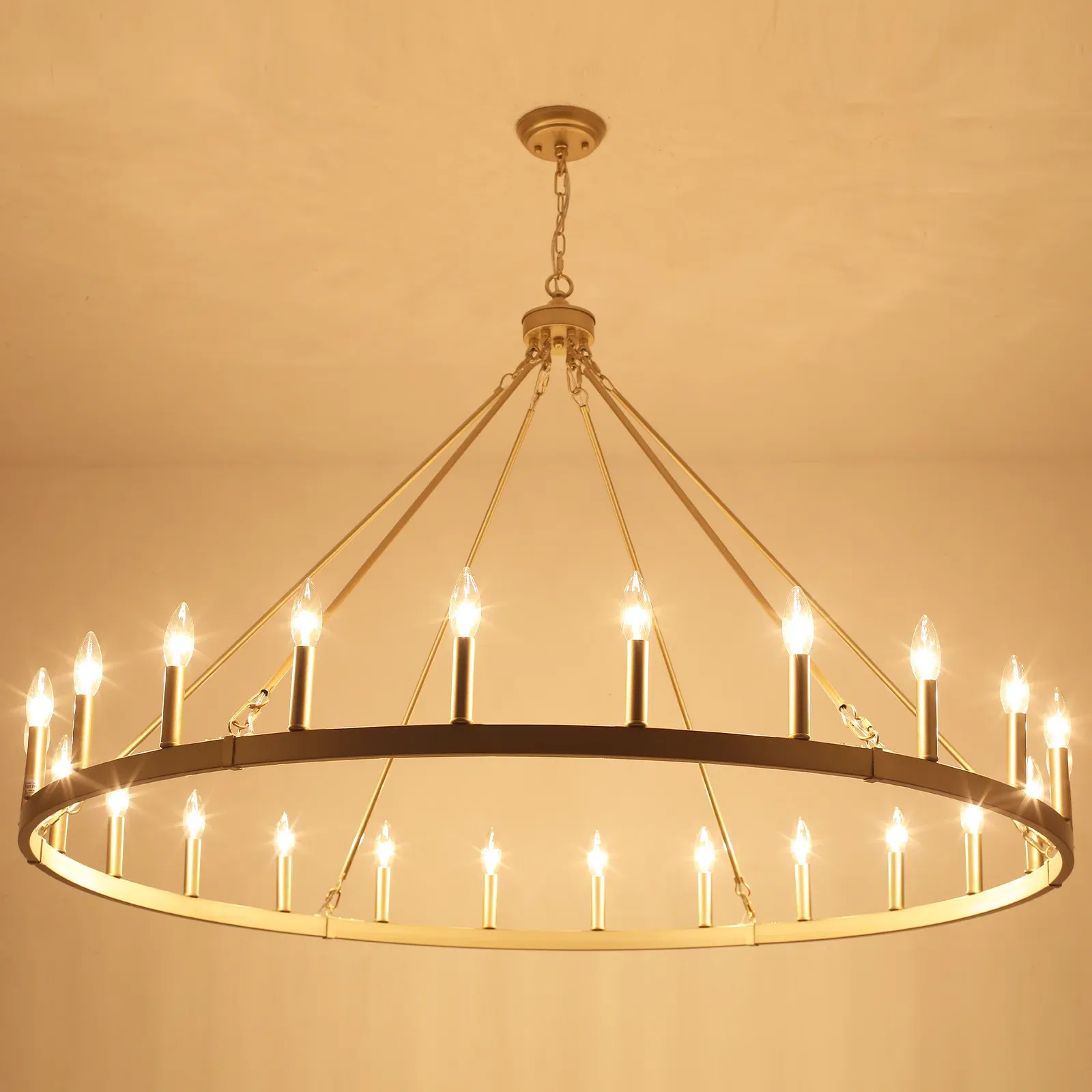Raeth Farmhouse 24 Lights Wagon Wheel Candle Style Chandelier