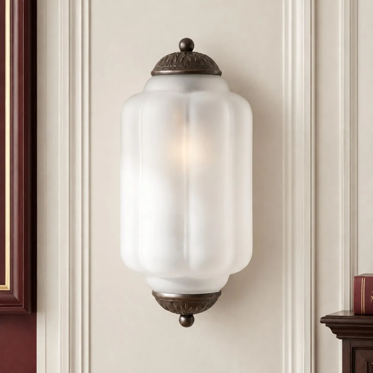 Michael Vintage Eloise Milk Glass Flush Wall Light