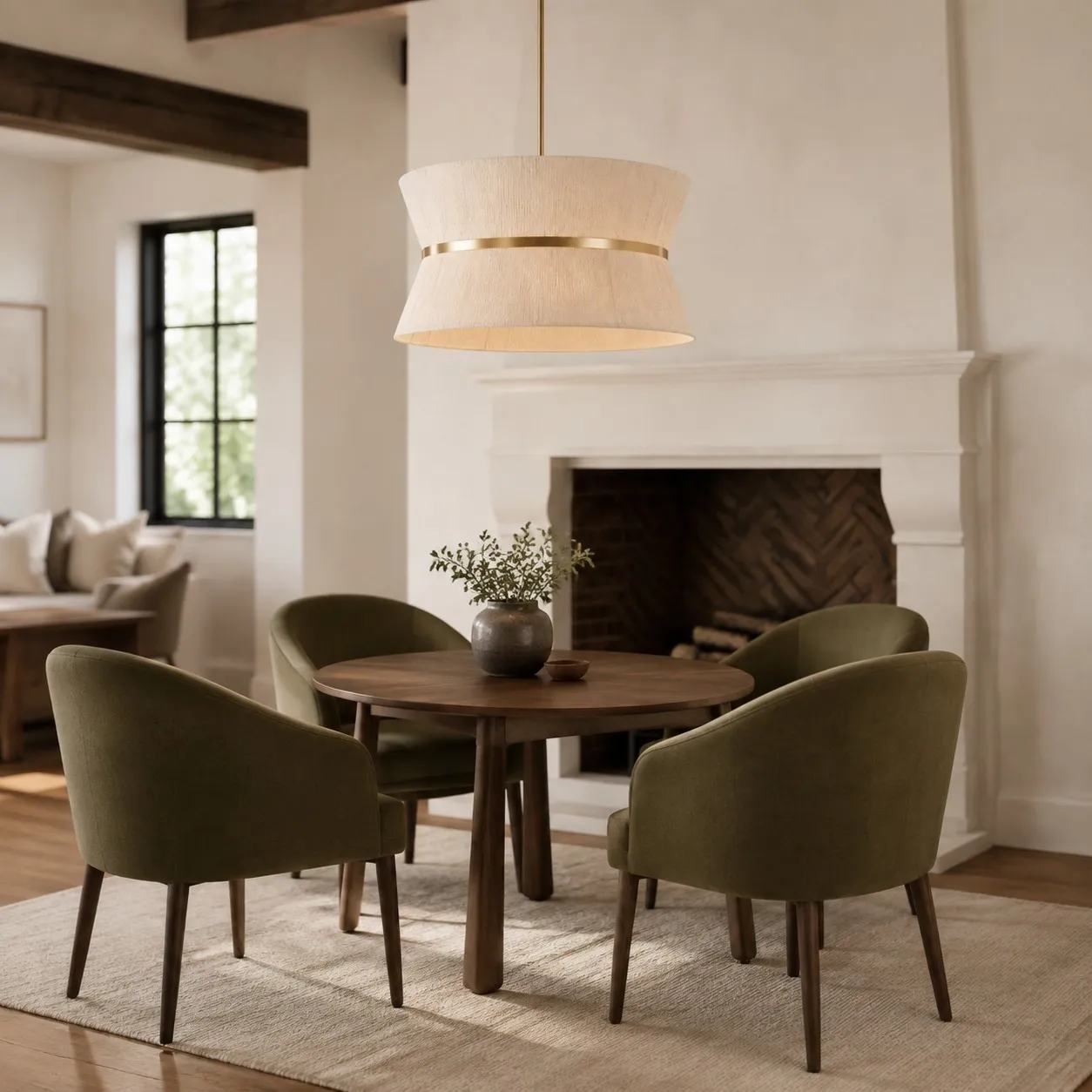 Emily Modern 4 Light Rope Shade Drum Chandelier