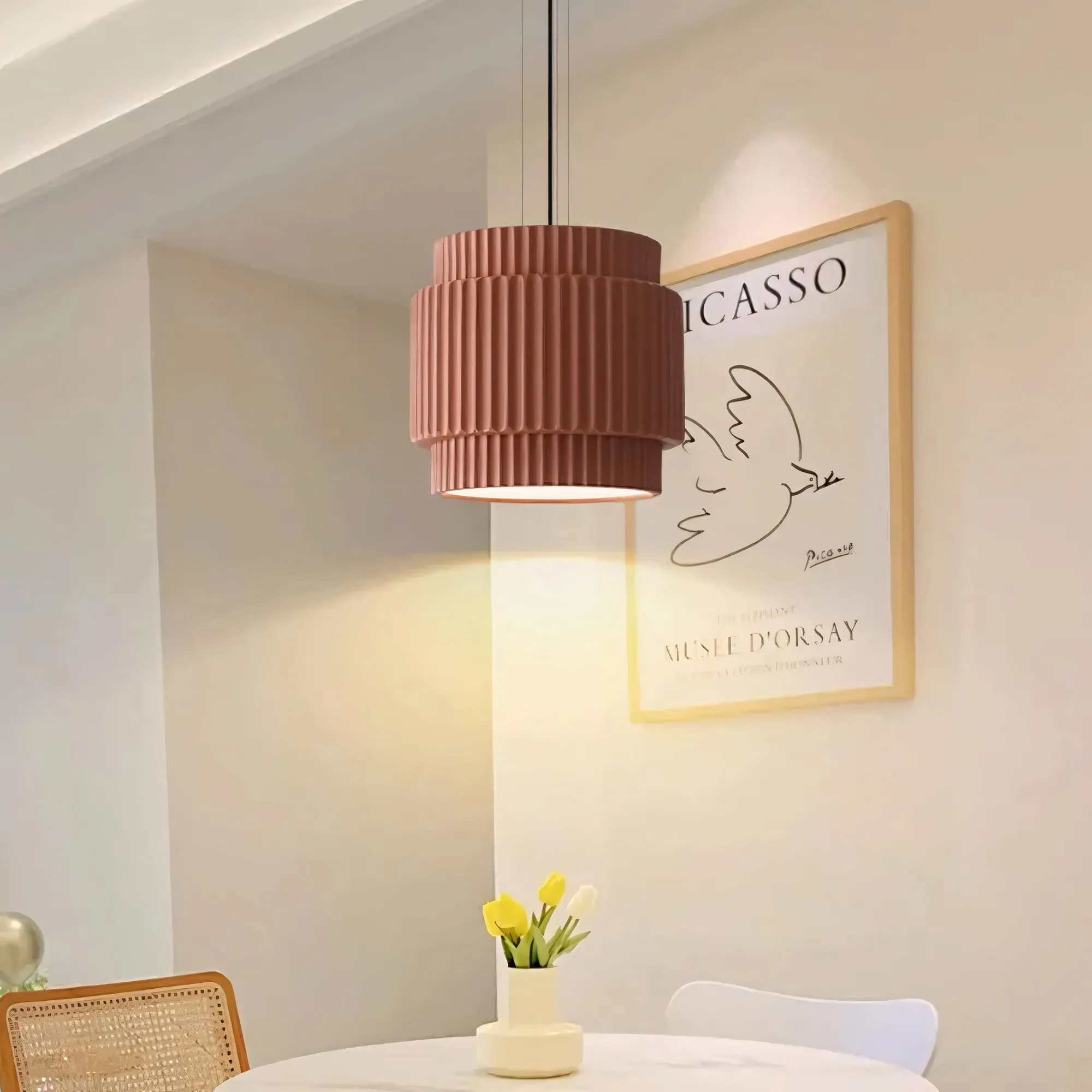 Brisby Striped Frosted Fluted Ceramic Pendant Light