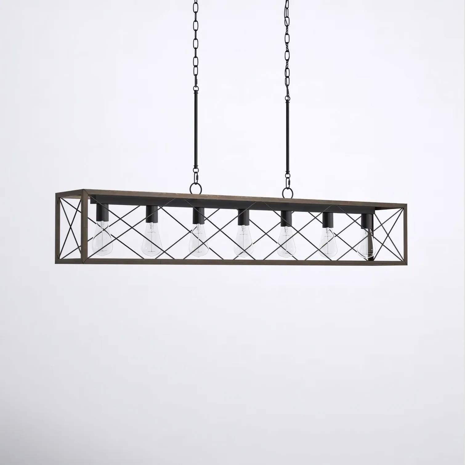 Wrylor Farmhouse 7 Light Steel Rectangle Chandelier