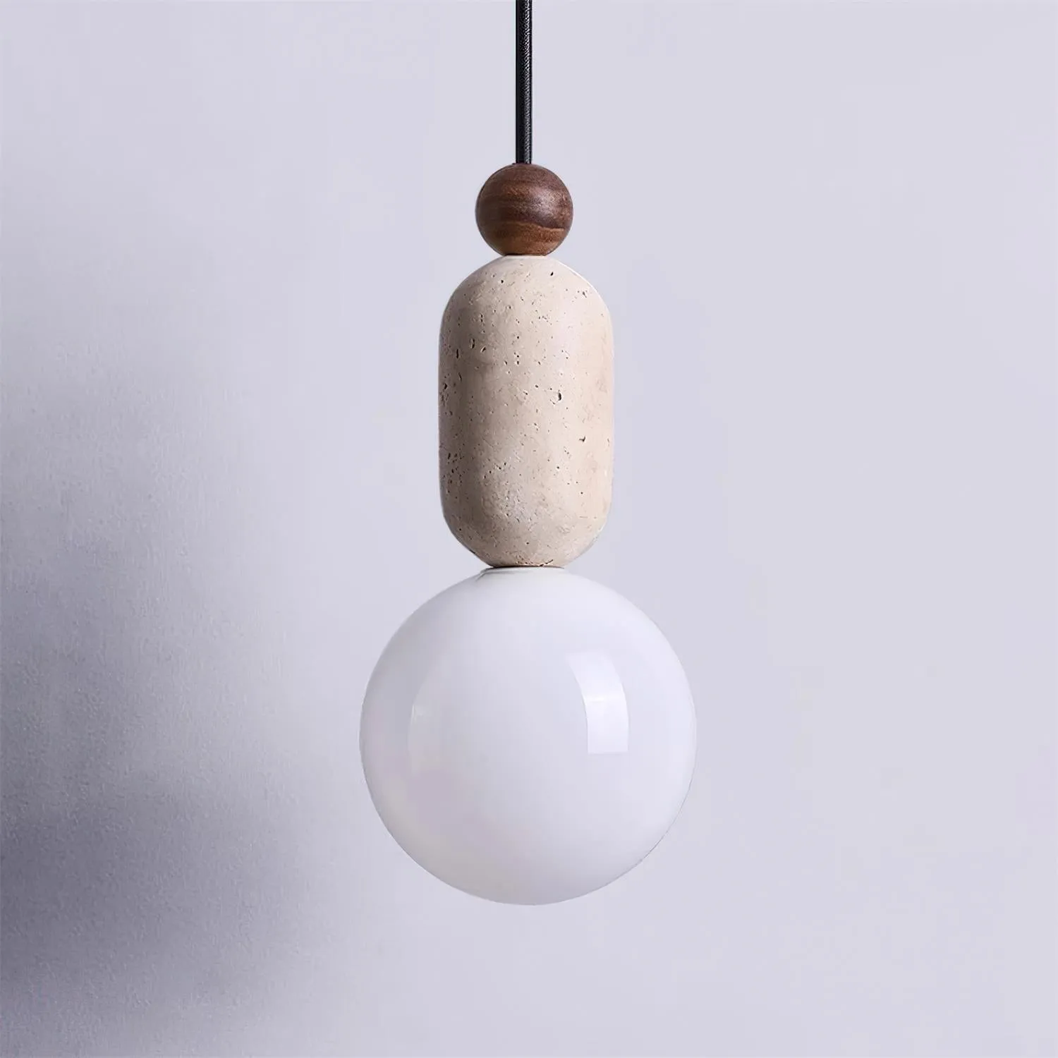 Nathanael Modern Travertine Three Ring Pendant Light