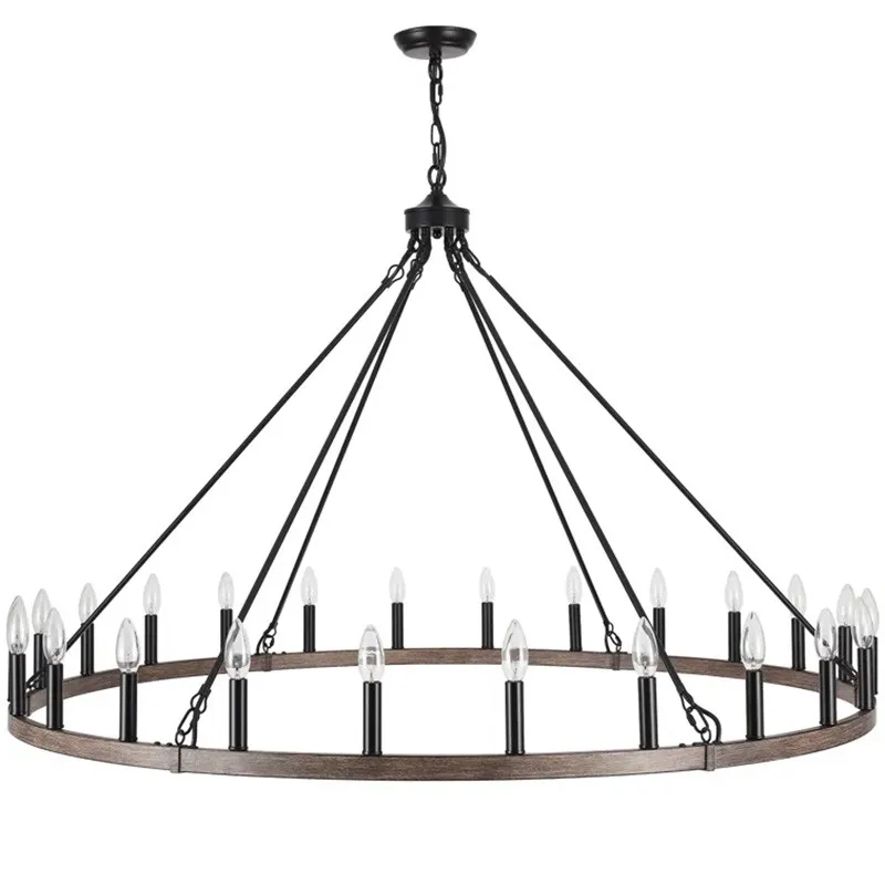 Raeth Farmhouse 24 Lights Wagon Wheel Candle Style Chandelier
