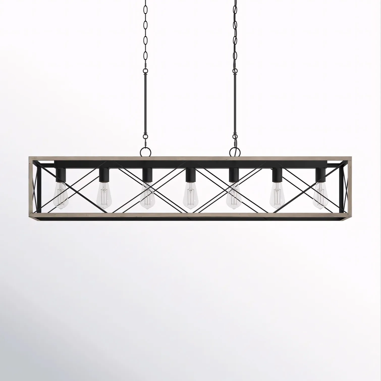 Wrylor Farmhouse 7 Light Steel Rectangle Chandelier