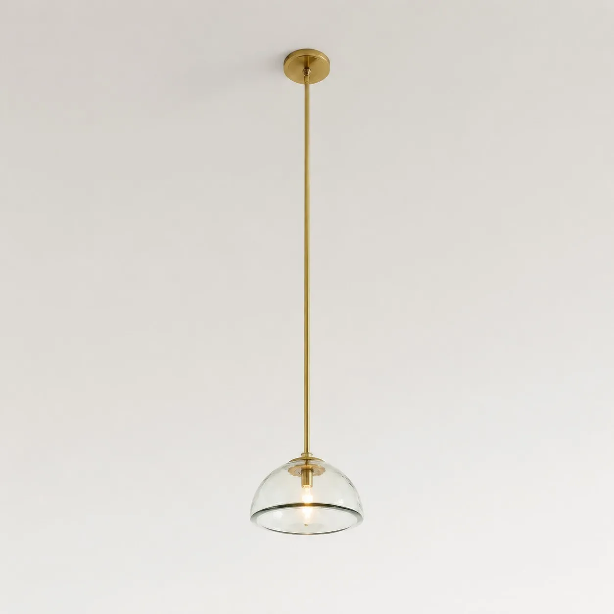 Brenna Modern Brass Cast Glass Dome Pendant Light