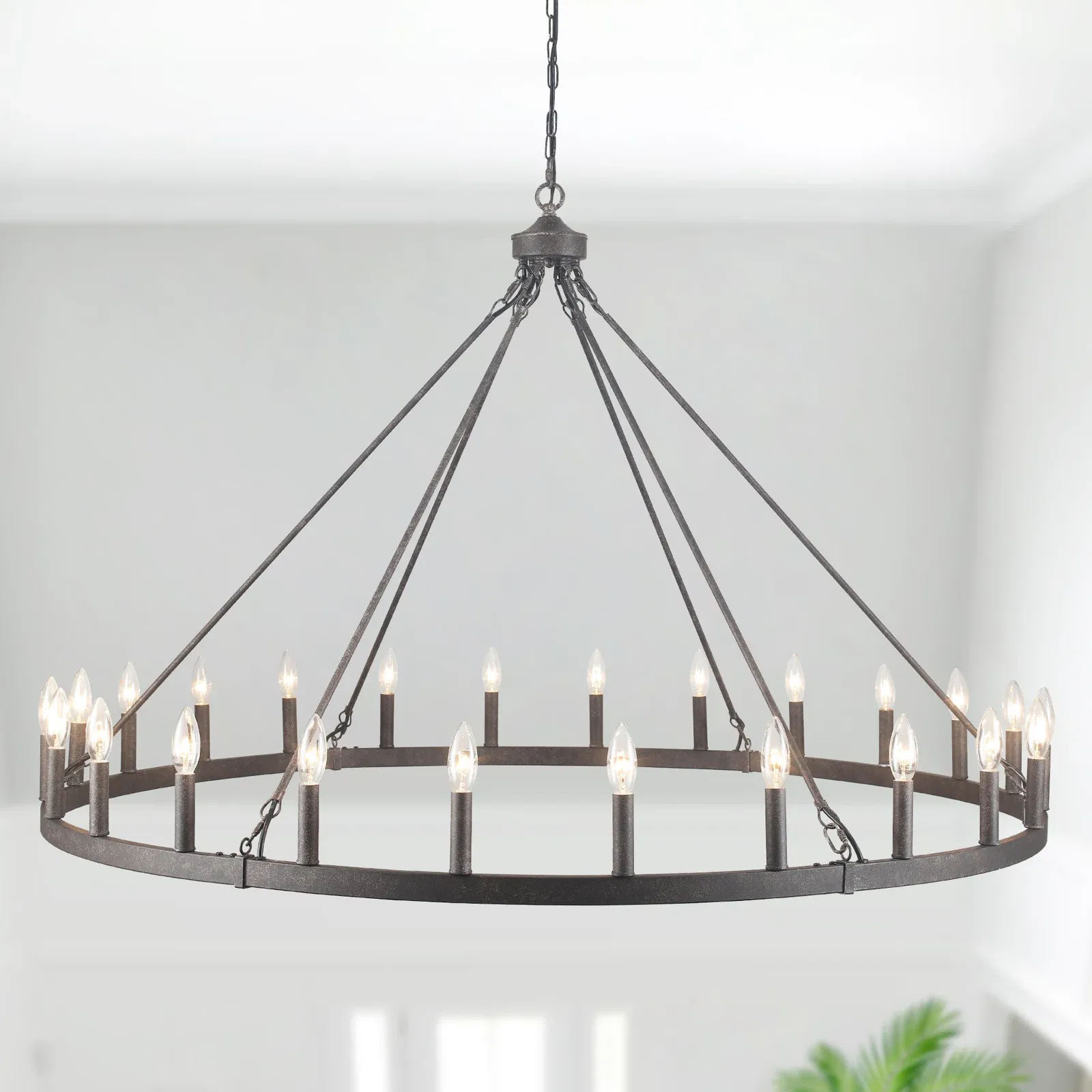 Raeth Farmhouse 24 Lights Wagon Wheel Candle Style Chandelier