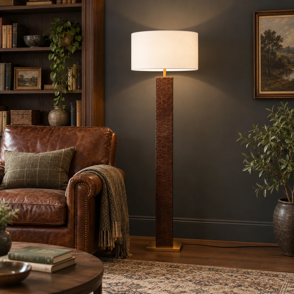 Nora floor lamp in a home library