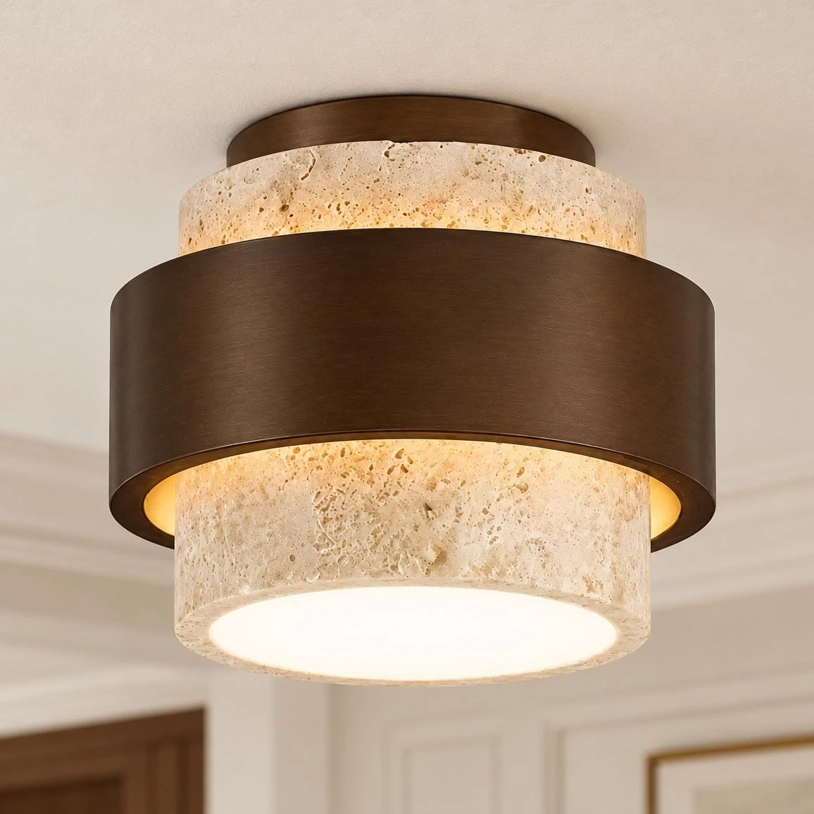 Caspar Minimalist Travertine Retro Ceiling Light