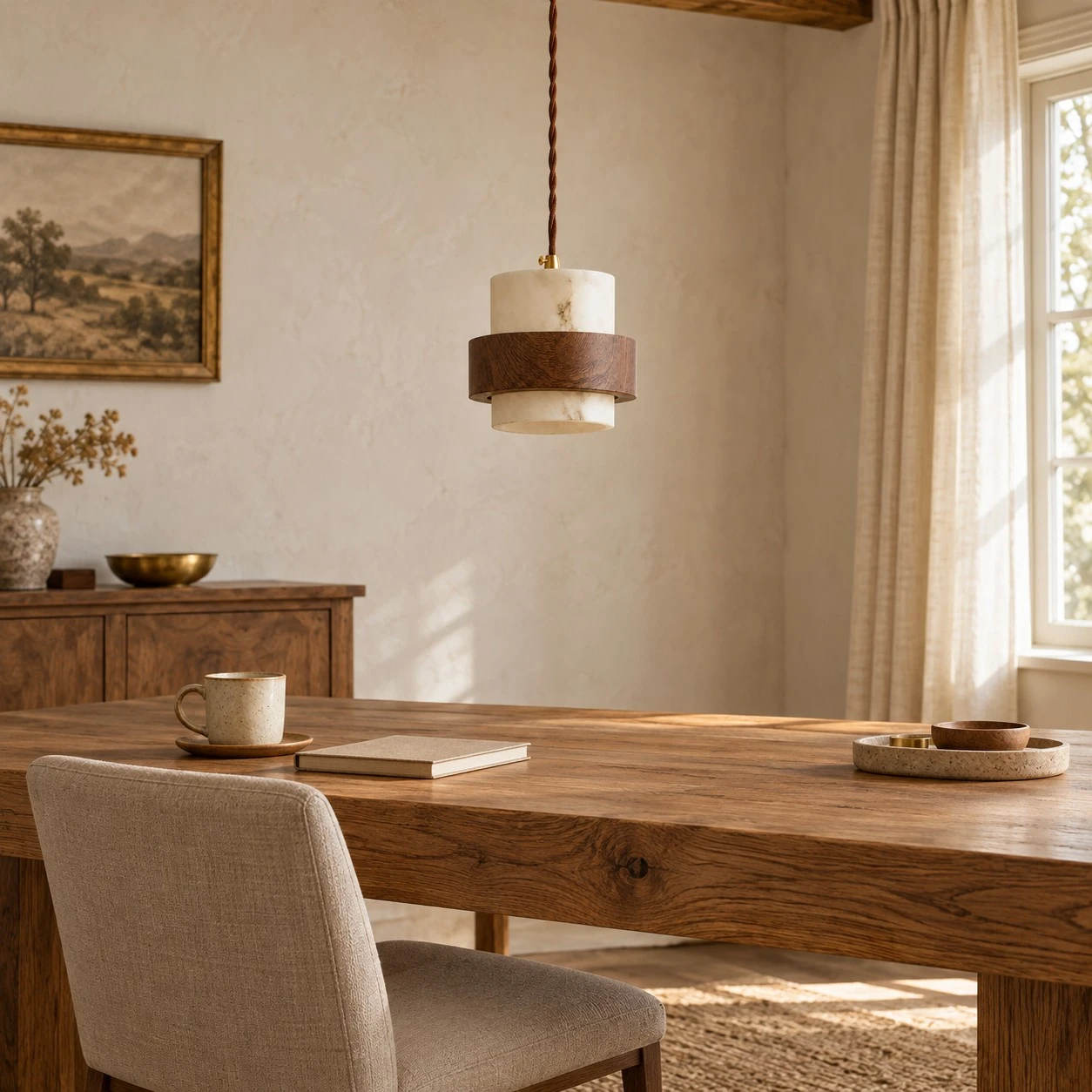 Desk with a layered pendant