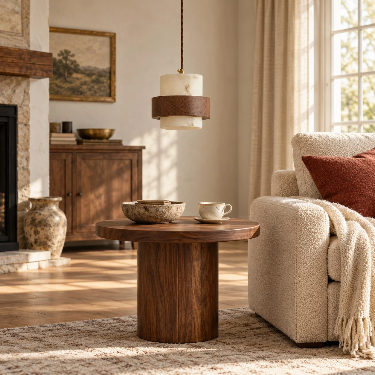 Living room layered pendant