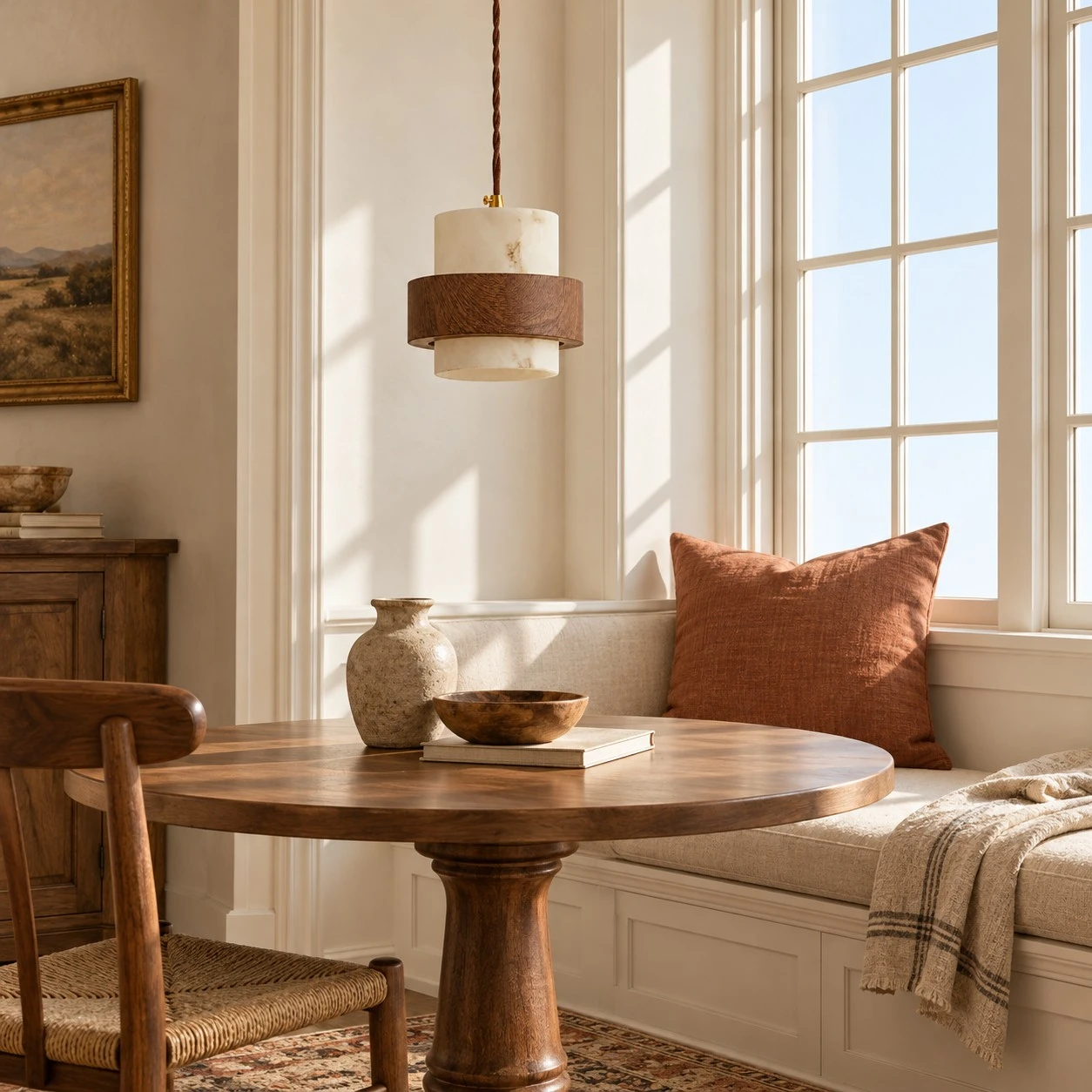 Pendant beside a bright window