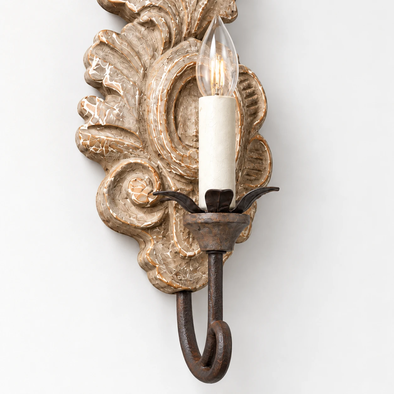 Iron candle arm